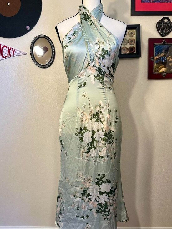 Cider Dresses & Skirts - Soft Pale Green Tie Back Formal Dress